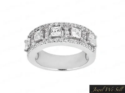 Pre-owned Jewewesell 1.25ct 10k White Gold Round Princess Diamond Wedding Band Ring Anniversary I Si2