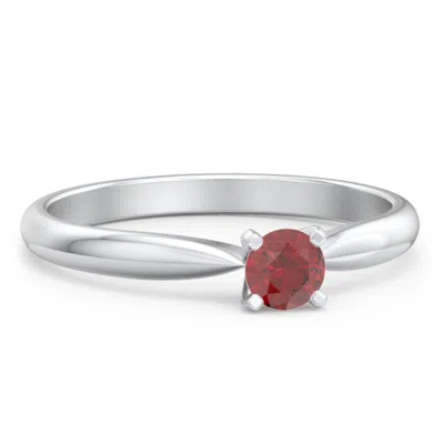 Jewlr 1/4 Ct. Round Gemstone Engagement Ring With Tapered Band In Silver