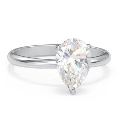 Jewlr 2.5 Ct. (10.5x7mm) Pear Solitaire Moissanite Engagement Ring In Silver