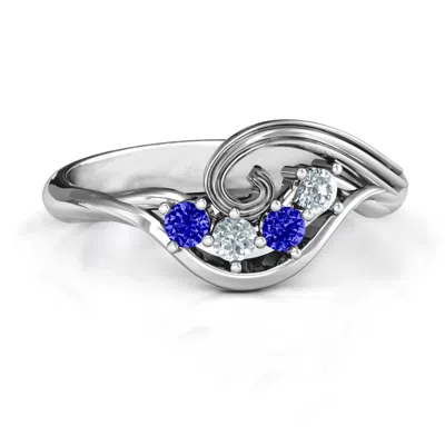Jewlr 3 - 8 Stone Swirl Ring In Silver