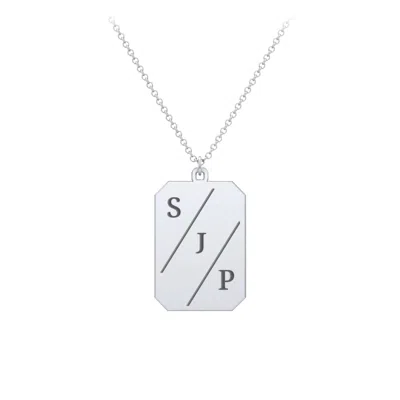 Jewlr 3 Engravable Tag Charm Necklace In Metallic