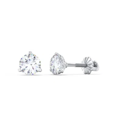 Jewlr 3 Prong Filigree Diamond Stud Earrings - 1.0 Ct. Tw. In Metallic