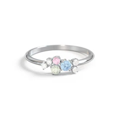Jewlr 3-stone Cluster Ring With Accent Stones In Silver