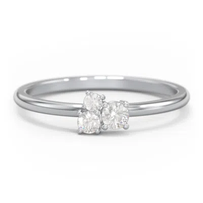 Jewlr 3-stone Cluster Stackable Ring In Metallic