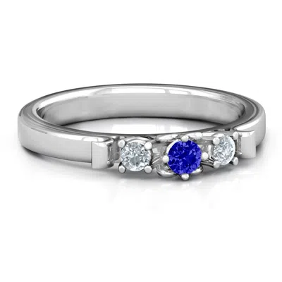 Jewlr 3-stone Daughters Ring With Heart Gallery In Sterling Silver