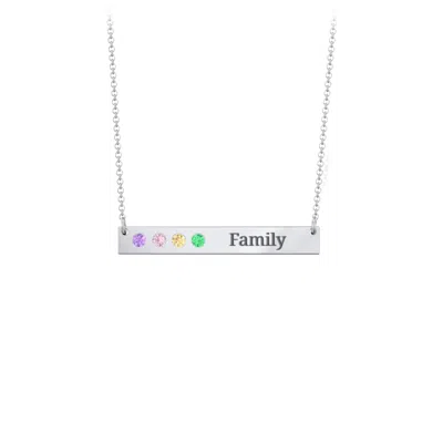 Jewlr 4 Engravable Birthstone Bar Necklace In White