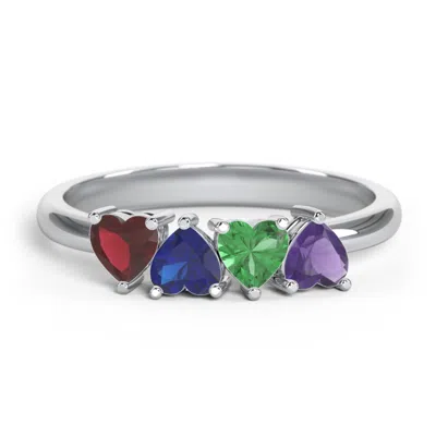 Jewlr 4 Heart Birthstone Ring In Silver