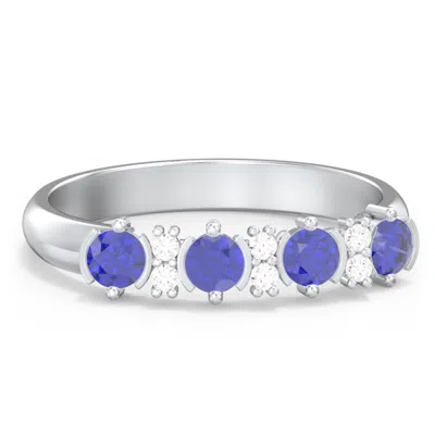 Jewlr 4 Stone Semi-bezel Mothers Ring With Accents In Silver