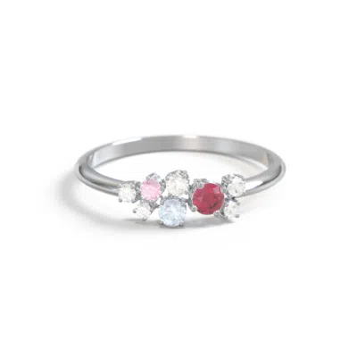Jewlr 4-stone Cluster Ring With Accent Stones In Silver