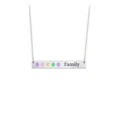 Jewlr 5 Engravable Birthstone Bar Necklace In Metallic