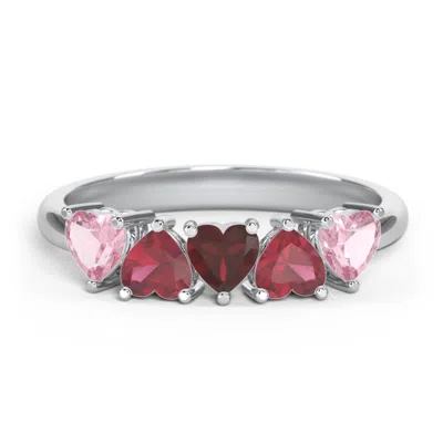 Jewlr 5 Heart Birthstone Ring In Silver