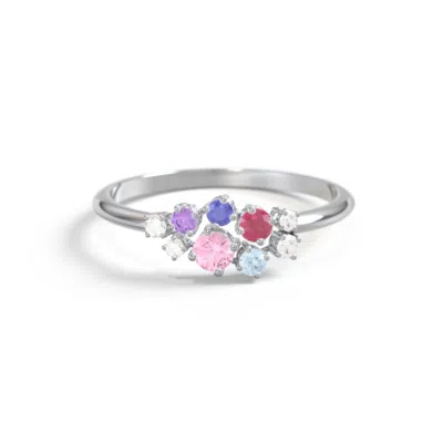 Jewlr 5-stone Cluster Ring With Accent Stones In Silver