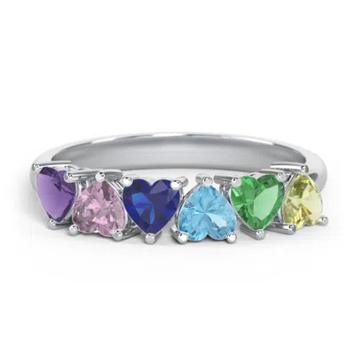 Jewlr 6 Heart Birthstone Ring In Silver