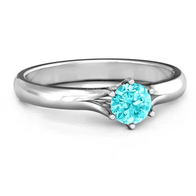 Jewlr 6 Prong Solitaire Birthstone Ring In Silver