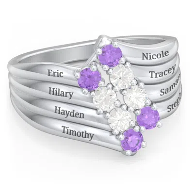 Jewlr 8 Stone Wave Mothers Ring In Silver