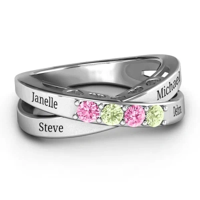 Jewlr Across My Heart 4-stone Daughters Ring In Silver