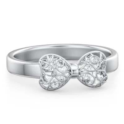 Jewlr Adorable Bow Cage Ring In Purple