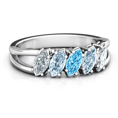Jewlr Angled Marquise Birthstone Ring In Metallic