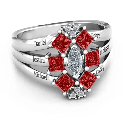 Jewlr Arachna Center Marquise And Princess Mothers Ring With Accents In Silver