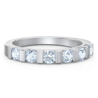 Jewlr Band Of Love Birthstone Ring In Silver