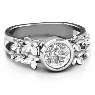 Jewlr Beautiful Blossoms With Split Shank Ring In Silver