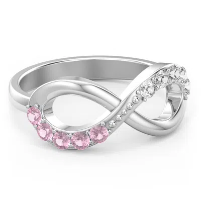 Jewlr Birthstone Infinity Accent Birthstone Ring In Silver