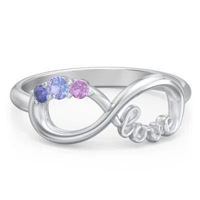 Jewlr Birthstone Infinity Love Daughters Ring In Sterling Silver