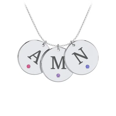 Jewlr Birthstone Initial 3 Disc Pendant In Metallic