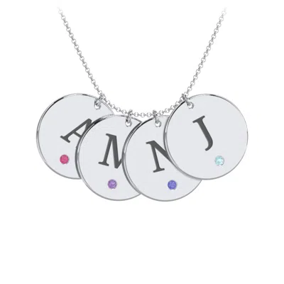 Jewlr Birthstone Initial 4 Disc Pendant In Metallic