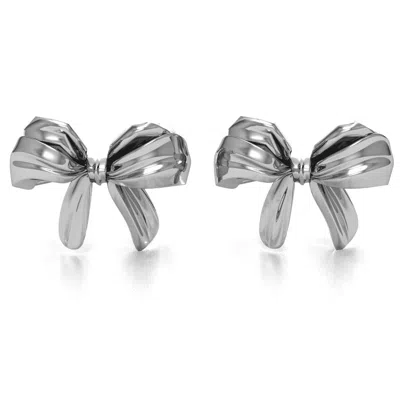 Jewlr Bow Daughters Earrings In Silver