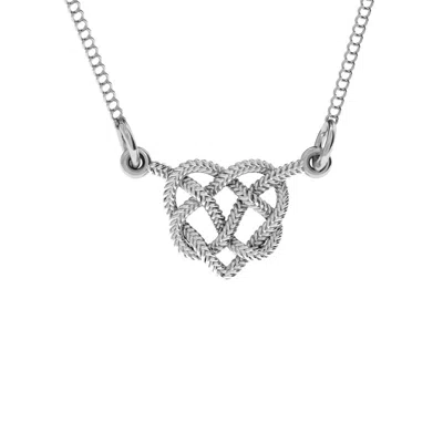 Jewlr Braided Heart Knot Daughters Pendant In Silver
