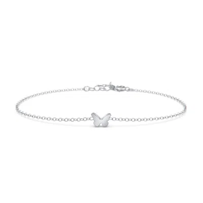 Jewlr Butterfly Charm Bracelet In Silver