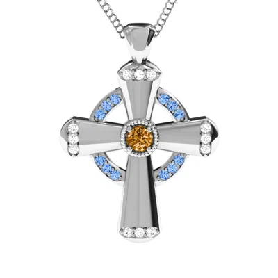Jewlr Celtic Daughters Cross Pendant In Sterling Silver