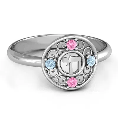 Jewlr Chai Filigree Birthstone Ring In Silver