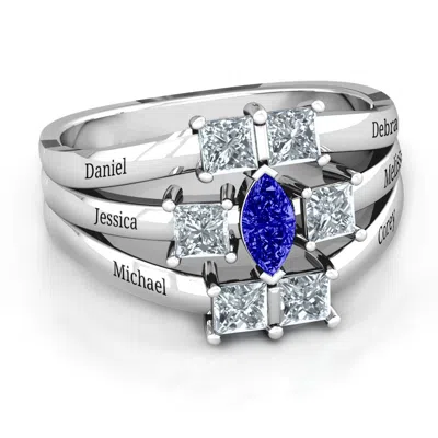 Jewlr Charlotte Center Marquise And Princess Birthstone Ring In Silver