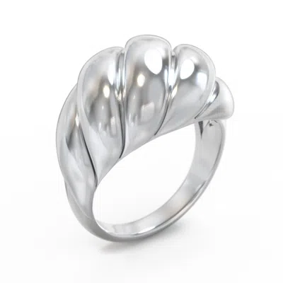 Jewlr Chunky Croissant Dome Ring In Metallic