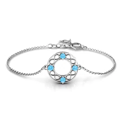 Jewlr Circular Infinity Birthstone Bracelet In Silver
