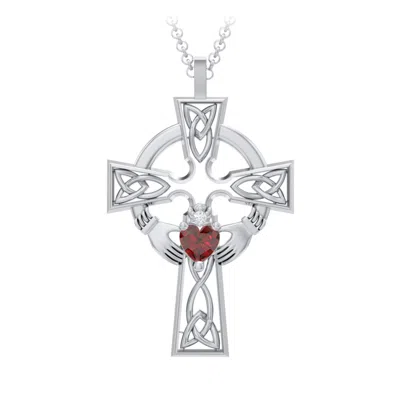 Jewlr Claddagh Celtic Daughters Cross Pendant In Sterling Silver