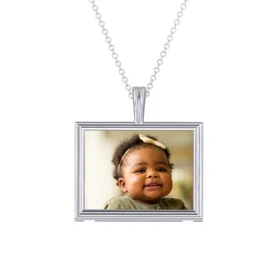 Jewlr Classic Rectangular Photo Frame Necklace In Gray