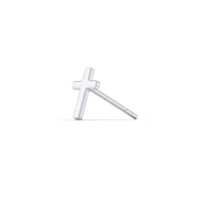 Jewlr Cross Shape Single Stud In Red