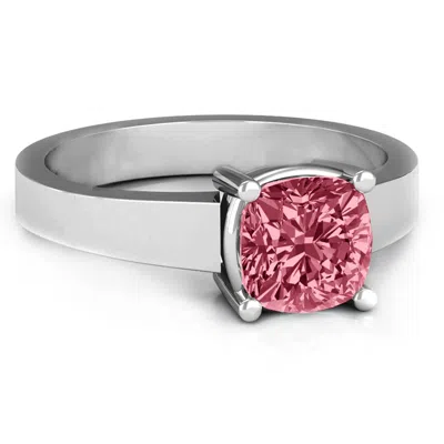 Jewlr Cushion Cut Solitaire Birthstone Ring In Silver