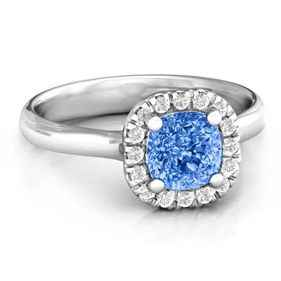Jewlr Cushion Halo Ring In Silver