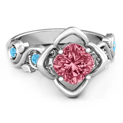 Jewlr Cushion On Flowers Birthstone Ring In Silver