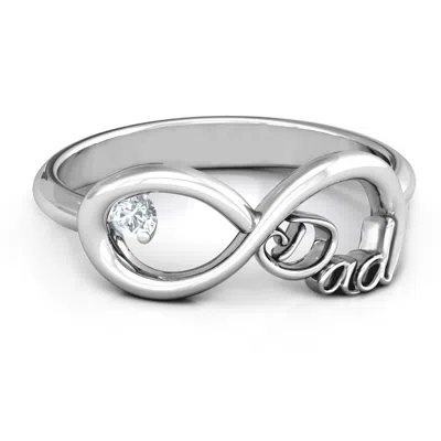 Jewlr Dad Infinity Birthstone Ring In Silver