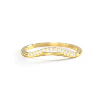 Jewlr Dainty Curved Contour Band With Accents In Gold