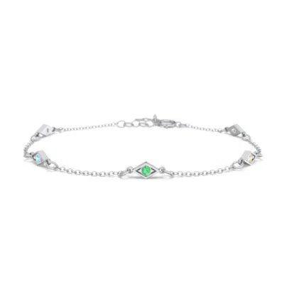 Jewlr Diamond Shape Charm Bracelet With Gemstones In Silver