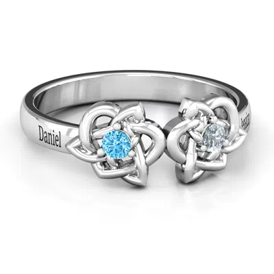 Jewlr Double Celtic Gemstone Promise Ring In Silver