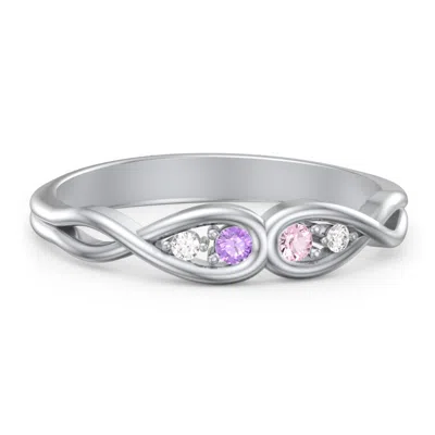 Jewlr Double Infinity Birthstone Ring With Accents In Pink