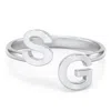 Jewlr Double Initial Open Cuff Ring In Silver