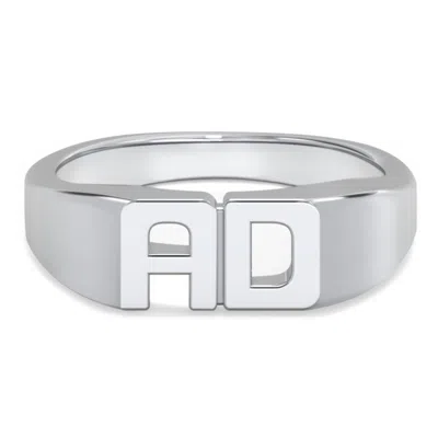 Jewlr Double Initial Signet Ring In Black